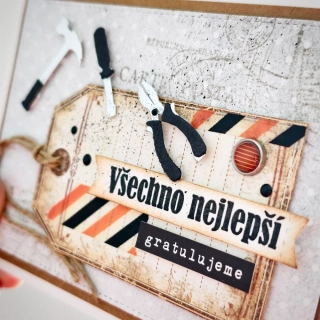 PŘÁNÍ K NAROZENINÁM - pánský motiv s nářadím