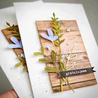 PŘÁNÍ K NAROZENINÁM - akvarelové kytičky na dřevě