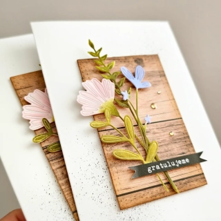 PŘÁNÍ K NAROZENINÁM - akvarelové kytičky na dřevě