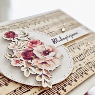 PŘÁNÍ K NAROZENINÁM - vintage s květinou