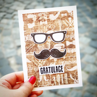 PŘÁNÍ K NAROZENINÁM PRO MUŽE - s knírkem a brýlemi