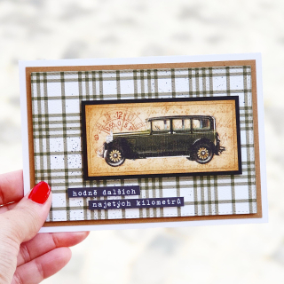 PŘÁNÍ K NAROZENINÁM PRO MUŽE - retro se zeleným veteránem