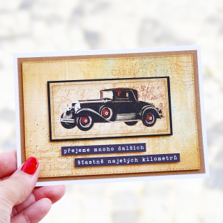 PŘÁNÍ K NAROZENINÁM PRO MUŽE - retro s černým veteránem