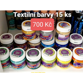 VÝPRODEJ - sada textilních barev Pentart (15 ks)