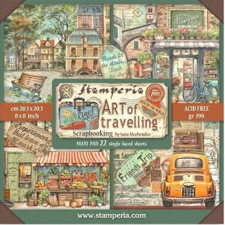 Stamperia - ART OF TRAVELLING MAXI PAD 8x8 - scrapbookové papíry