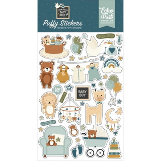 Echo Park -SPECIAL DELIVERY BABY BOY Puffy Stickers - 3D samolepky