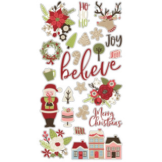 Simple Stories - HOLLY JOLLY Chipboards - kartonové samolepky