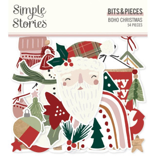 Simple Stories - BOHO CHRISTMAS Bits & Pieces - papírové výřezy