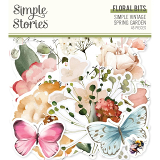 Simple Stories - SIMPLE VINTAGE SPRING GARDEN Floral Bits - papírové výřezy