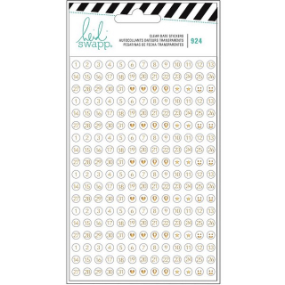 Heidi Swapp - MEMORY PLANNER / GOLD Clear Date Stickers - datumové samolepky