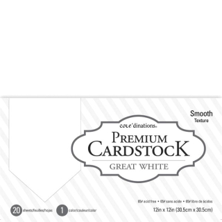 Core´dinations - PREMIUM WHITE CARDSTOCK / SMOOTH 12x12 - bílé čtvrtky (20 ks)