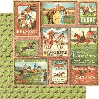 Graphic 45 - OFF TO THE RACES / Belmont Stakes - scrapbooková čtvrtka
