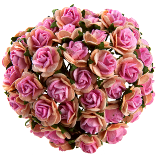 Papírové kytičky - OPEN ROSES / 2-TONE BABY PINK 20 mm (10 ks)