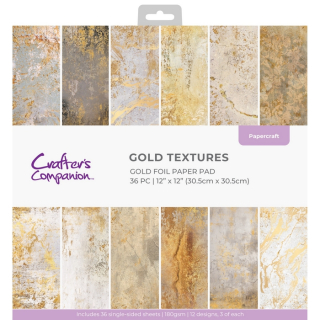 Crafter´s Companion - GOLD TEXTURES 12x12 - scrapbookové čtvrtky (36 ks)
