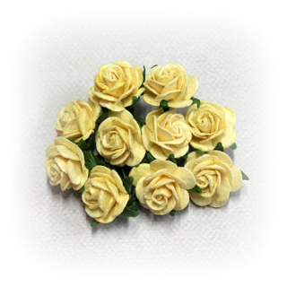 Papírové kytičky - OPEN ROSES / CREAM 10 mm (10 ks)