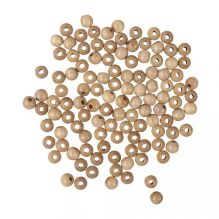 Rayher - WOODEN BEADS / NATURE - dřevěné korálky (6 mm, 115 ks)