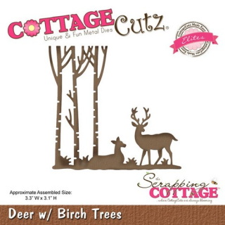 *** Cottage Cutz - DEER WITH BIRCH TREES - vyřezávací šablona