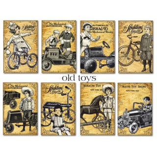 *** Decorer - OLD TOYS Mini Cards - papírové kartičky (24 ks)