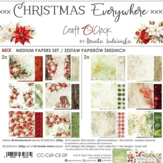Craft O´Clock - CHRISTMAS EVERYWHERE 8x8 - scrapbookové čtvrtky