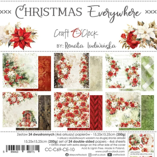 Craft O´Clock - CHRISTMAS EVERYWHERE 6x6 - scrapbookové čtvrtky
