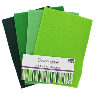 Dovecraft - A4 FELT MULTIPACK / GREENS (1 mm) - akrylový filc