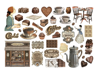 Stamperia - COFFEE & CHOCOLATE Ephemera - papírové výřezy