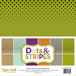*** Echo Park - DOTS & STRIPES / BLACK FOIL DOTS - scrapbookové čtvrtky
