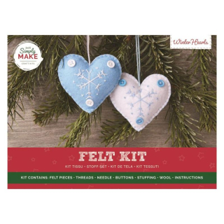 Simply Make - FELT KIT / WINTER HEARTS - sada na šití z filcu