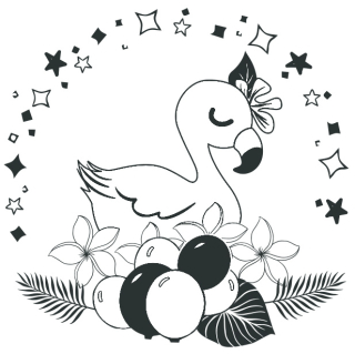 *** Aladine - BABY FLAMINGO - dřevěné razítko