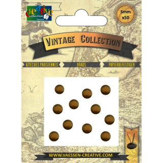 Vaessen Creative - VINTAGE BRADS / ANTIQUE GOLD (5 mm, 50 ks) - ozdobné svorky