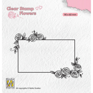*** Nellie Snellen - RECTANGLE FRAME WITH ROSES - silikonové razítko