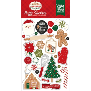 Echo Park - A GINGERBREAD CHRISTMAS Puffy Stickers - 3D samolepky