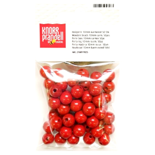 Knorr Prandell - WOODEN BEADS / RED - dřevěné korálky (10 mm, 50 ks)