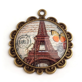 Kovový přívěsek (220524) - PARIS 3 (1 ks) / staromosaz