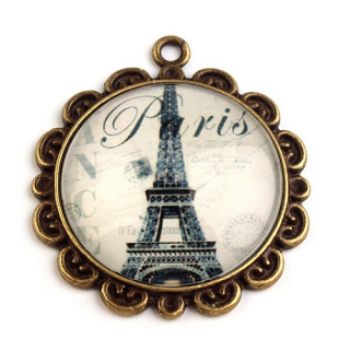 Kovový přívěsek (220524) - PARIS 4 (1 ks) / staromosaz