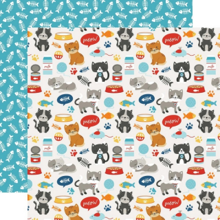 Echo Park - I LOVE MY CAT / Meow - scrapbooková čtvrtka