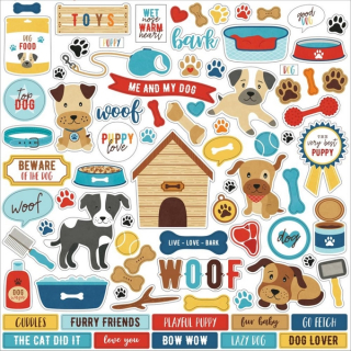 Echo Park - I LOVE MY DOG Element Stickers - samolepky