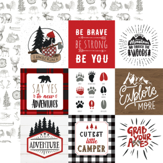 Echo Park - LET´S LUMBERJACK / 4x4 Journaling Cards - scrapbooková čtvrtka
