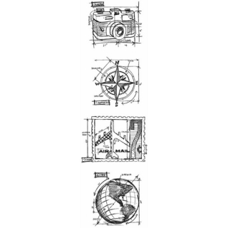 Tim Holtz - MINI BLUEPRINTS / TRAVEL - cling razítka