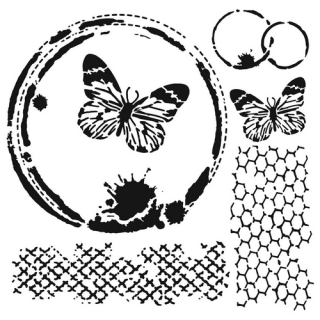 Crafter´s Workshop - BUTTERFLY COLLAGE 6x6 - šablona / maska