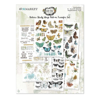 49 & Market - NATURE STUDY / WINGS Rub-Ons - propisoty (6 archů)