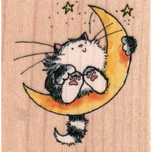 *** Penny Black - CAT ON THE MOON - dřevěné razítko