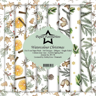 Paper Favourites - WATERCOLOUR CHRISTMAS 6x6 - scrapbookové čtvrtky