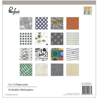*** Pinkfresh Studio - BOYS FORT 12x12 - scrapbookové čtvrtky
