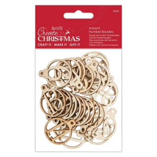Papermania - WOODEN SHAPES / ADVENT NUMBER BAUBLES - dřevěné ozdoby