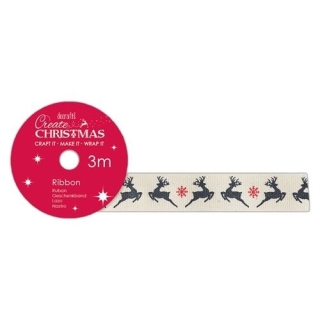 Papermania - CHRISTMAS RIBBON / REINDEER - ozdobná stuha