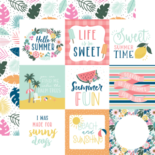 *** Echo Park - POOL PARTY / 4x4 Journaling Cards - scrapbooková čtvrtka