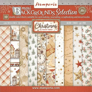 Stamperia - CHRISTMAS MAXI BACKGROUNDS 12x12 - scrapbookové papíry
