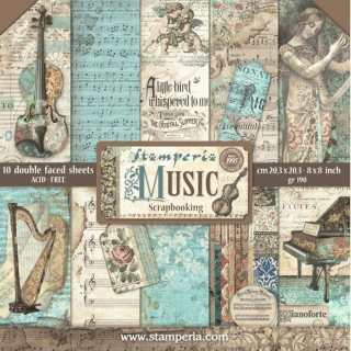 Stamperia - MUSIC 8x8 - scrapbookové papíry (10 ks)
