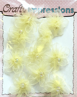*** Šifonové kytičky - PALE YELLOW 25 mm (10 ks)